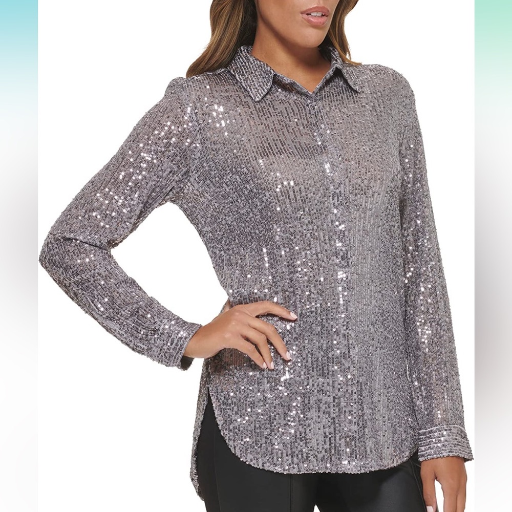 NEW Calvin Klein without tags. Gorgeous silver sequin top